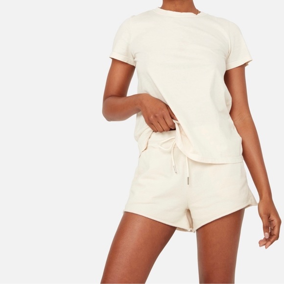 MATE The Label Organic Terry Lounge Short in Bone L G5 - Picture 2 of 3